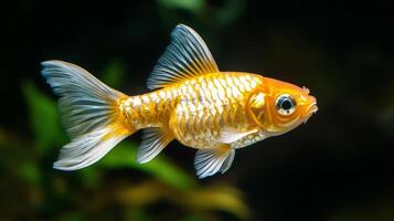 Golden fish in aquarium photo