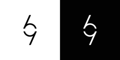 Simple and unique number 69 logo design vector