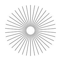 Sunburst element. Sun star rays. Radial stripes. Ray beam. Radial circle radiation lines, burst. Circulars lines. Spokes with radiating stripes grid. Abstract illusion pattern. Outline thin graphic. vector