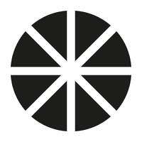 Pie chart template. Segmented chart. Sectors divide the circle on eight equal parts. Black flat graphics. Pizza chart. Segments infographic. Diagram wheel with 8 parts. vector