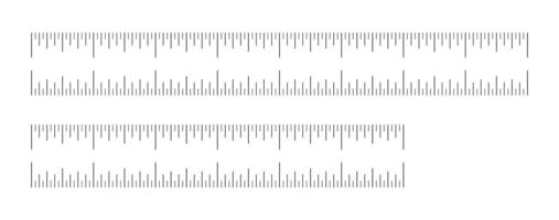 Measuring chart with 8, 6 inches. Ruler scales set. Sewing tool. Length measurement math, distance, height ruler patterns. vector