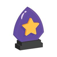A premium 2d style icon of star award shield vector