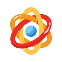 A modern 2d style icon of atom with orbits vector