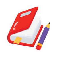 A visually appealing 2d icon showing notebook vector