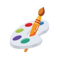 Check out this 2d icon of an artist's palette with brush vector