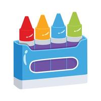 A 2d style icon of crayons pack, easy to edit design vector