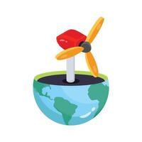 A trendy 2d icon visualizing wind turbine energy vector