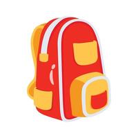 Get this 2d style icon showing a student backpack vector