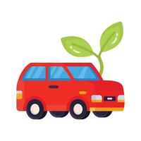 Here is a 2d icon showing charging car with leaves vector