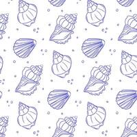 Decorative pattern featuring various shells on a white background ideal for marine-themed designs vector