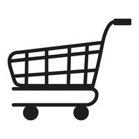 Shopping cart silhouette icon representing retail experience and consumer activity in a minimalistic style vector
