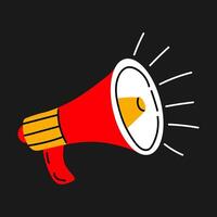 Red megaphone with bright design used for announcements at a community event in an urban setting vector