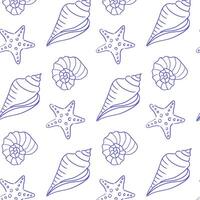 Shells and starfish create a coastal pattern design featuring marine elements for beach-inspired decor or crafts vector