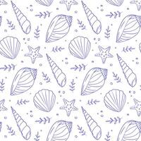 Seashells and starfish in a nautical pattern design for coastal and beach-themed decoration vector