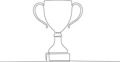 Cup trophy continuous line drawing on white background.Single line style. No background. Cup trophy continuous line drawing on white background. Editable line vector