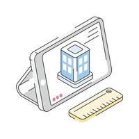 Well designed isometric icon showing online property listing vector