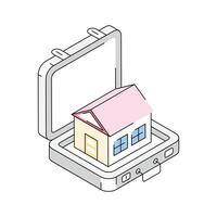Trendy isometric style icon showing house shifting process vector