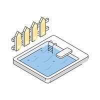 Check out this isometric icon of poolside fence vector