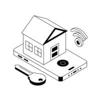A modern isometric style icon of property app. vector