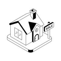 Grab this isometric style icon of home sale. vector