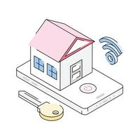 A modern isometric style icon of property app vector