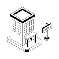 Well designed isometric style icon of a modern office. vector
