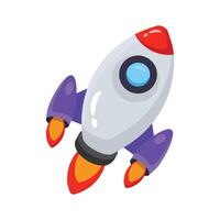 A visually engaging 2d style icon of spacecraft flying vector