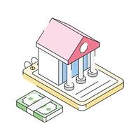 Visually appealing isometric icon of mortgage processing vector