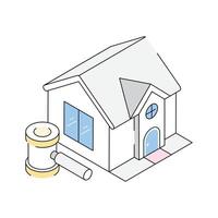 Well crafted isometric icon showing a property auction vector
