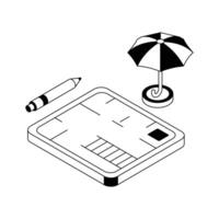 An isometric icon showcasing an architectural planning concept. vector