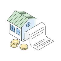 A captivating isometric icon of purchasing property vector