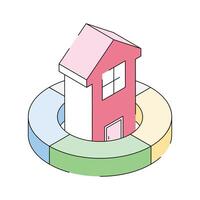 Visually appealing isometric icon of property analysis report vector