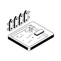 Check out this isometric icon of poolside fence. vector