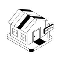 An isometric icon showing rental property concept. vector