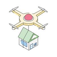 Trendy isometric icon showing the home shifting process vector