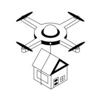 Trendy isometric icon showing the home shifting process. vector