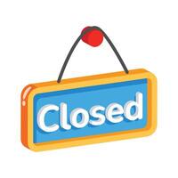 Well crafted 2d icon of hanging closed board vector