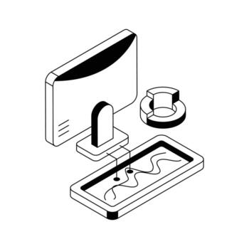 Visually appealing isometric icon for online statistics monitoring. vector