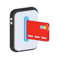 Modern 2d icon of mobile card payment process vector