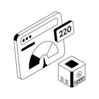 Trendy isometric icon representing web performance tracking. vector