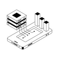 Get a glimpse of this mobile server isometric icon. vector