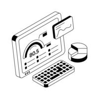 A captivating isometric icon for performance analysis tool. vector