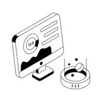 An amazing isometric icon visualizing data performance metrics. vector