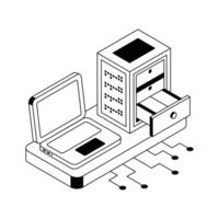 Well designed isometric icon of laptop server interface. vector