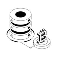 Grab this isometric icon for bitcoin database management. vector