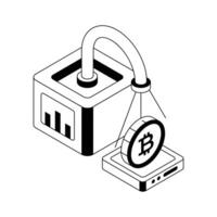 A modern isometric icon of bitcoin faucet service. vector