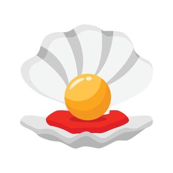 Visually appealing 2d icon of open pearl shell vector