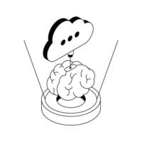 Modern isometric icon representing innovative ai cloud structure. vector