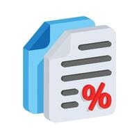 Well designed 2d icon of invoice showing applied discount vector