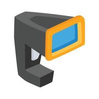 An editable 2d icon showing handheld code scanner device vector